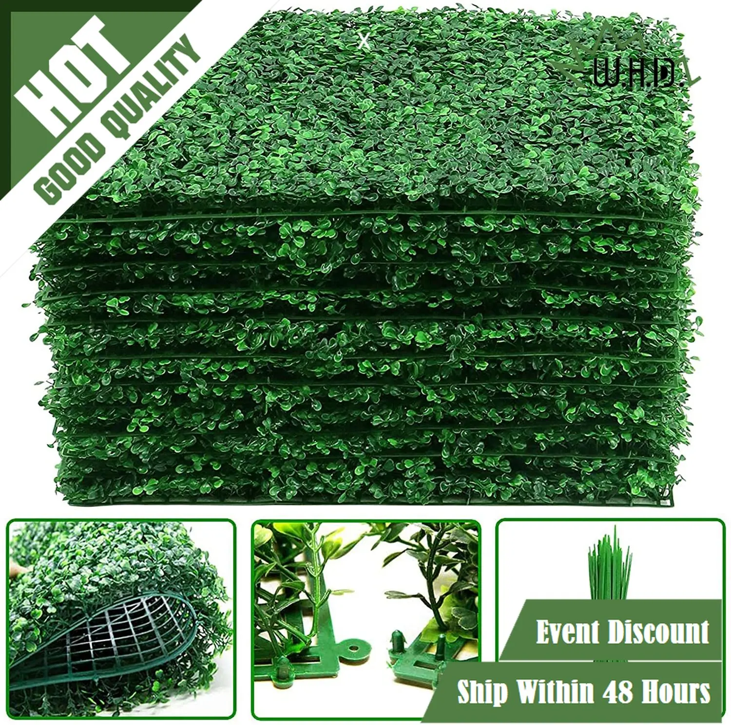

30Pcs Boxwood Panels- 16"x24" Boxwood Hedge Wall Panels, Grass Wall Backdrop Boxwood Hedge Set UV Protected Privacy Hedge Screen
