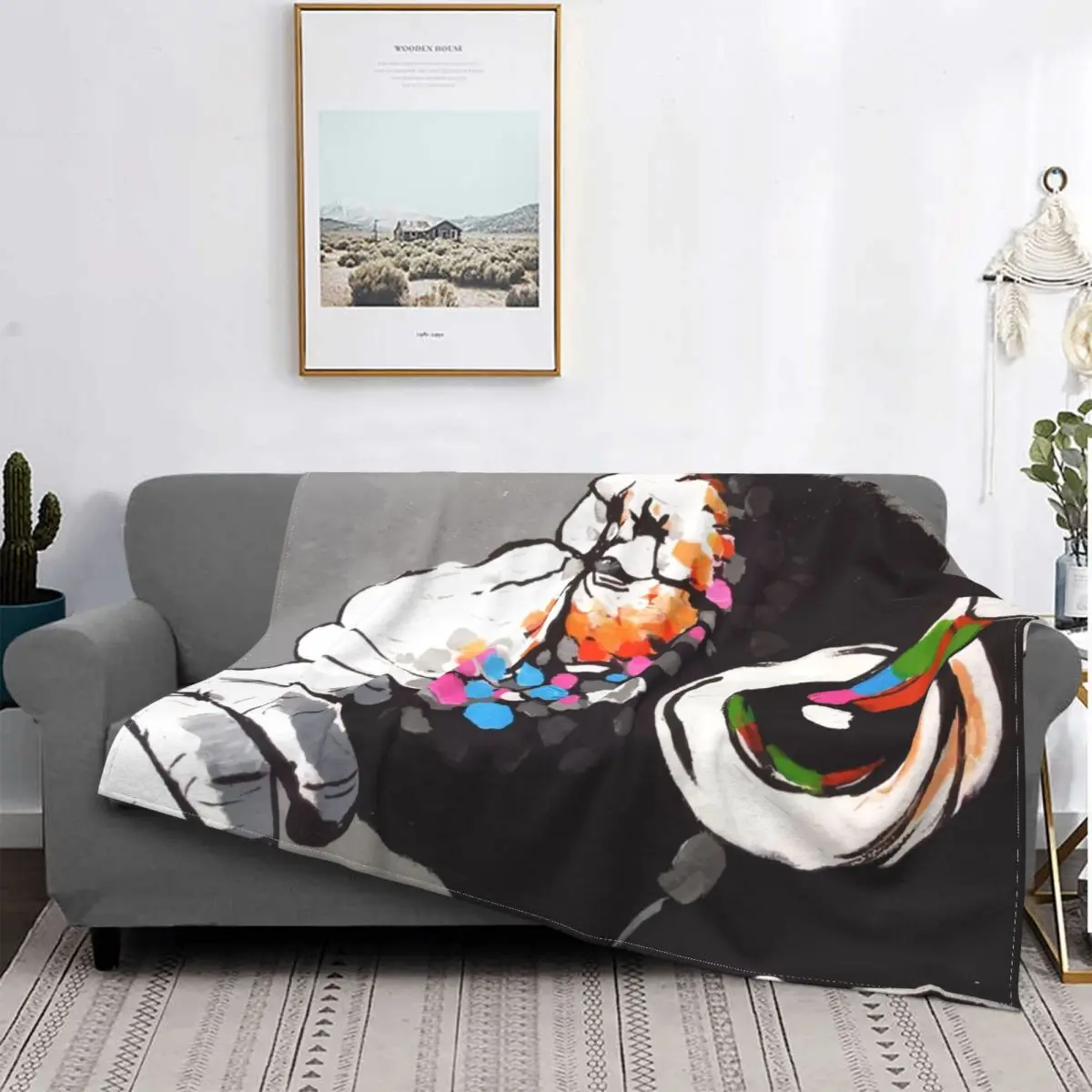 

Banksy DJ Monkey Thinker With Headphones Blanket Soft Fleece Flannel Street Pop Art Throw Blankets for Sofa Bedding Bedspread