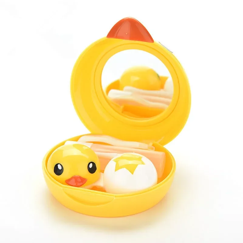

Mini Eyewear Accessories Cartoon Duck Design Contact Lens Box Case Holder Container Case Simple and Cute
