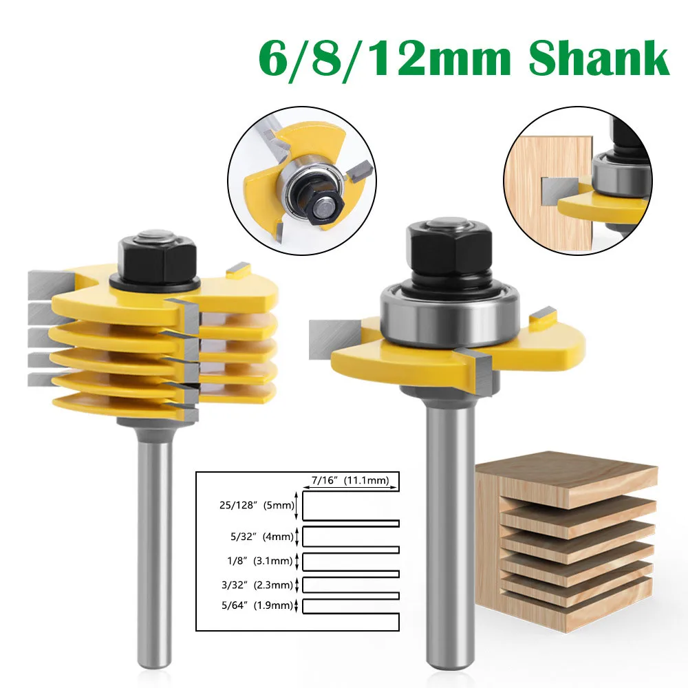 

2 Pc 12mm 1/2 Shank Slot Knife Cutters 3 Wing Router Bits Set 7pcs Blade Cemented Carbide Milling Cutter for Wood Milling Cutter