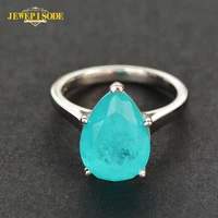 jewepisode charms water drop shape paraiba tourmaline gemstone rings for women anniversary party fine jewelry ring drop shipping