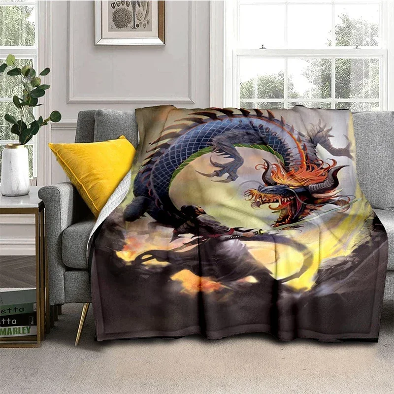 Мягкий плюшевый диван-кровать с принтом китайского дракона одеяла героями