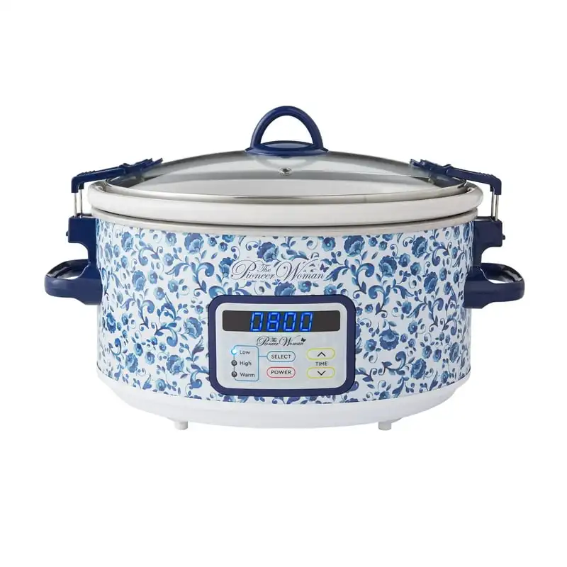 

Floral 6-Quart Stainless Steel Digital Slow Cooker