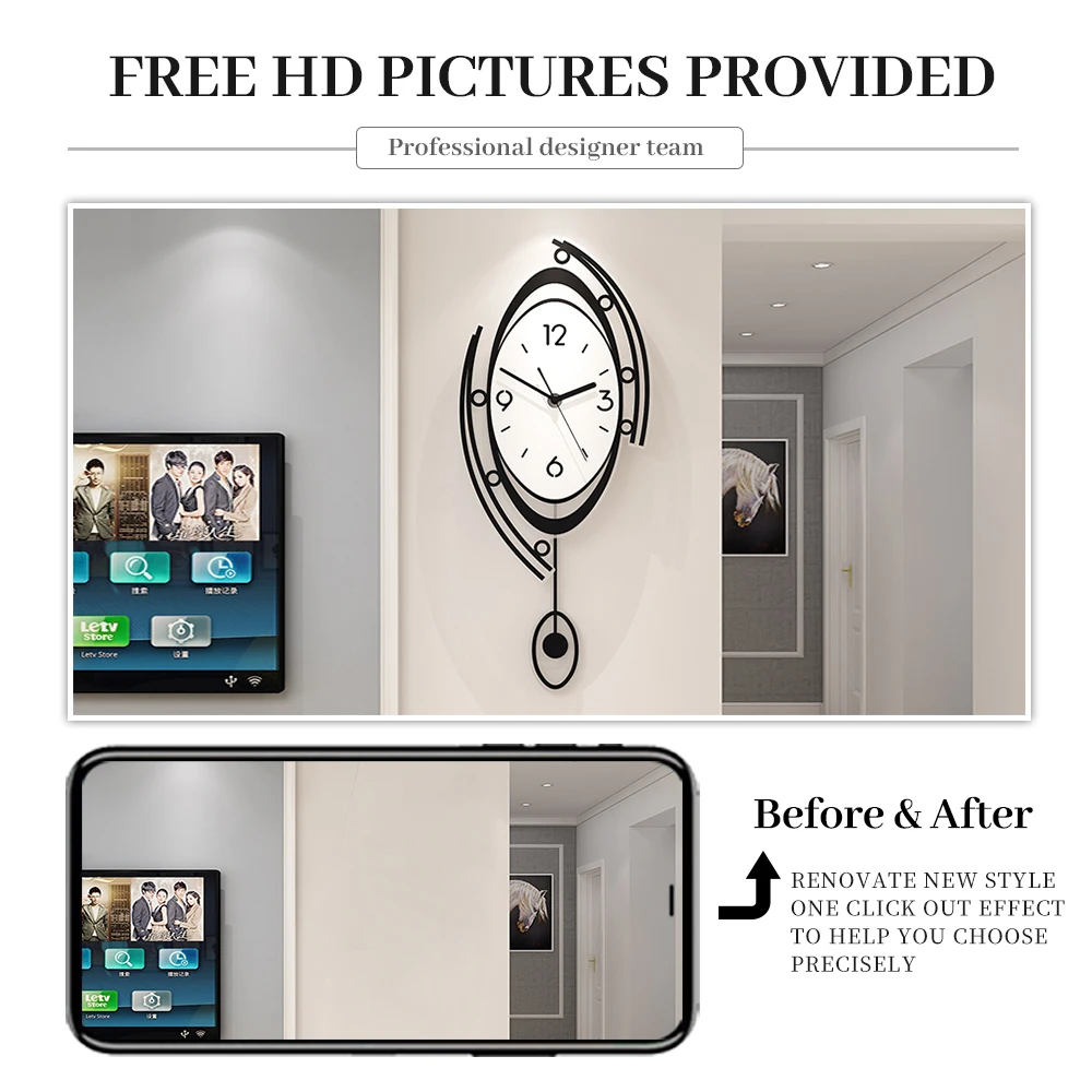 meisd decorative wall clock pendulum modern design wall watch decoration home quartz creative living room horloge free shipping free global shipping