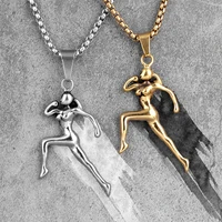 gold runner fitness bodybuilding men necklaces pendants chain for boy male stainless steel jewelry creativity gift wholesale