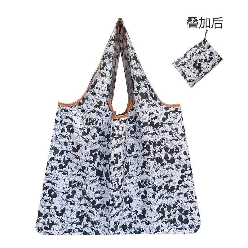 

50*60cm Disney cartoon bag Stitch shopping Mickey mouse bag storage High capacity green bag hand cartoon shoulder