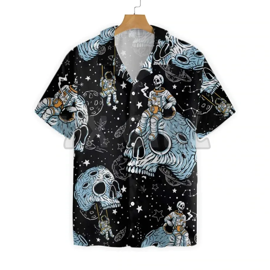Luxury Skull Smoke 3D All Over Printed Hawaiian Shirt Men's For Women's Harajuku Casual Shirt Unisex