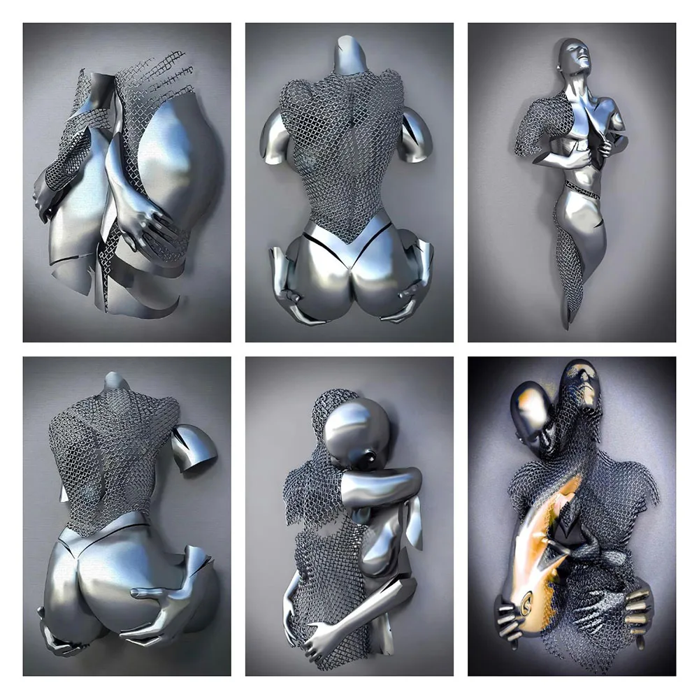 

Metal Figure Statue Painting Romantic Canvas Abstract Poster Painting Modern Wall Art Living Room Decor Home