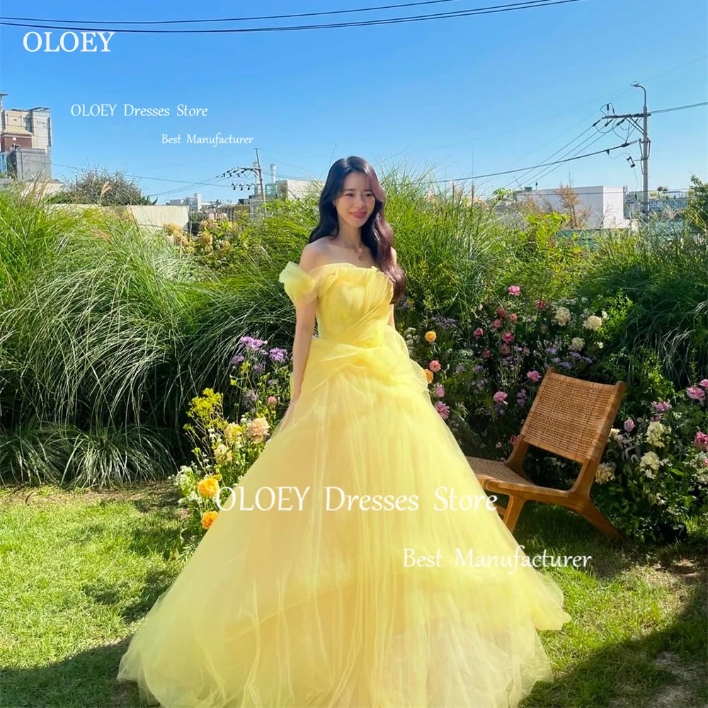 Элегантные желтые тюлевые вечерние платья OLOEY корейский стиль для свадебной