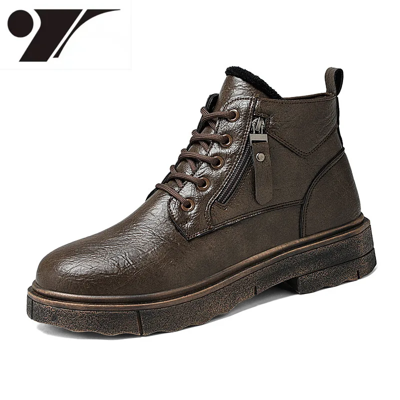 

Мужские Нескользящие туфли на платформе, Повседневная Удобная кожаная обувь, увеличенная рабочая обувь, осень