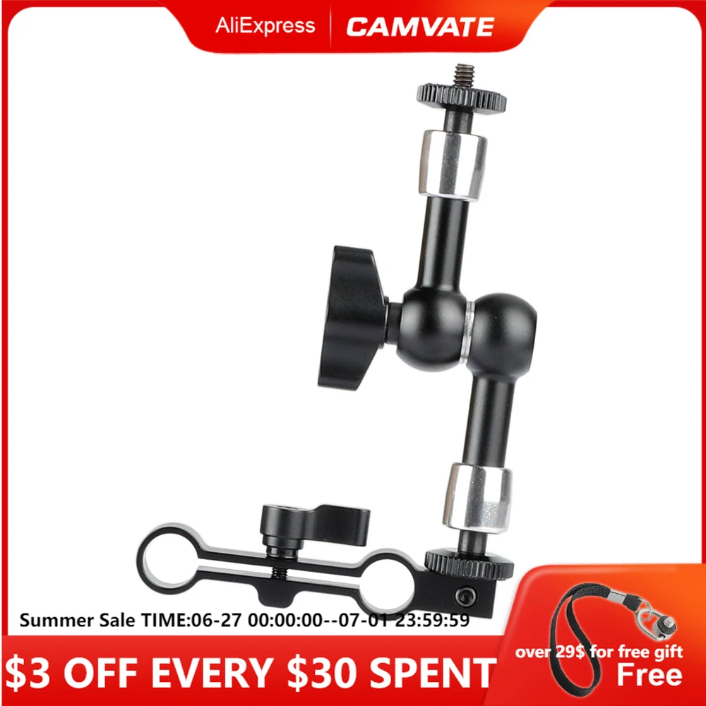 

CAMVATE Flexible 7" Articulating Magic Arm & 15mm Dual Rod Clamp for 15mm Rods Monitor Flash Light Video Light