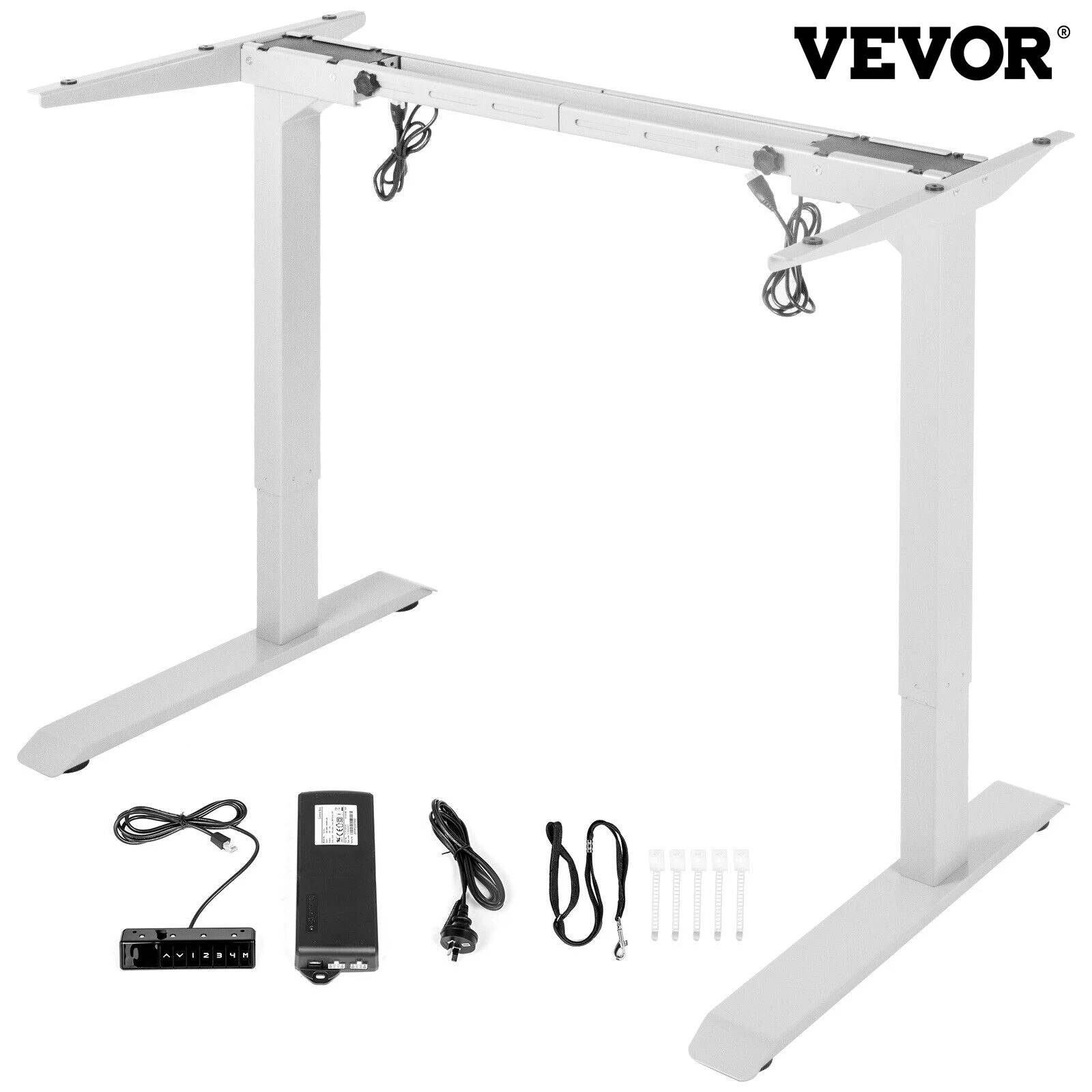 

VEVOR Electric Standing Desk Frame Sit Stand Desk Base Adjustable and Cold-rolled Steel 32 mm/s Speed Steel Sit Stand
