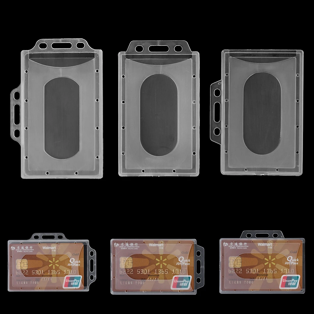 

New Acrylic Clear Card Holder Multi-use Badge ID Card Pouch Hard Plastic Card Sleeve Protector Cover Office School Supplies