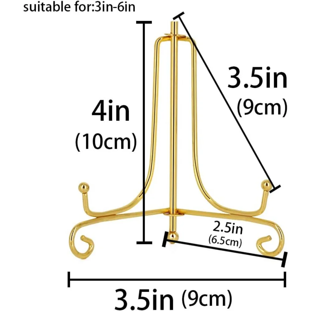 4 Inch Gold Easel Plate Holder Decorative Display Stands for Photo Picture Frames Plates(Pack of 4)