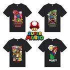 Футболка мужская в стиле Super Mario Bros, свободная рубашка в стиле хип-хоп с короткими рукавами и мультипликационным принтом Луиджи, модная одежда в стиле Харадзюку, на лето