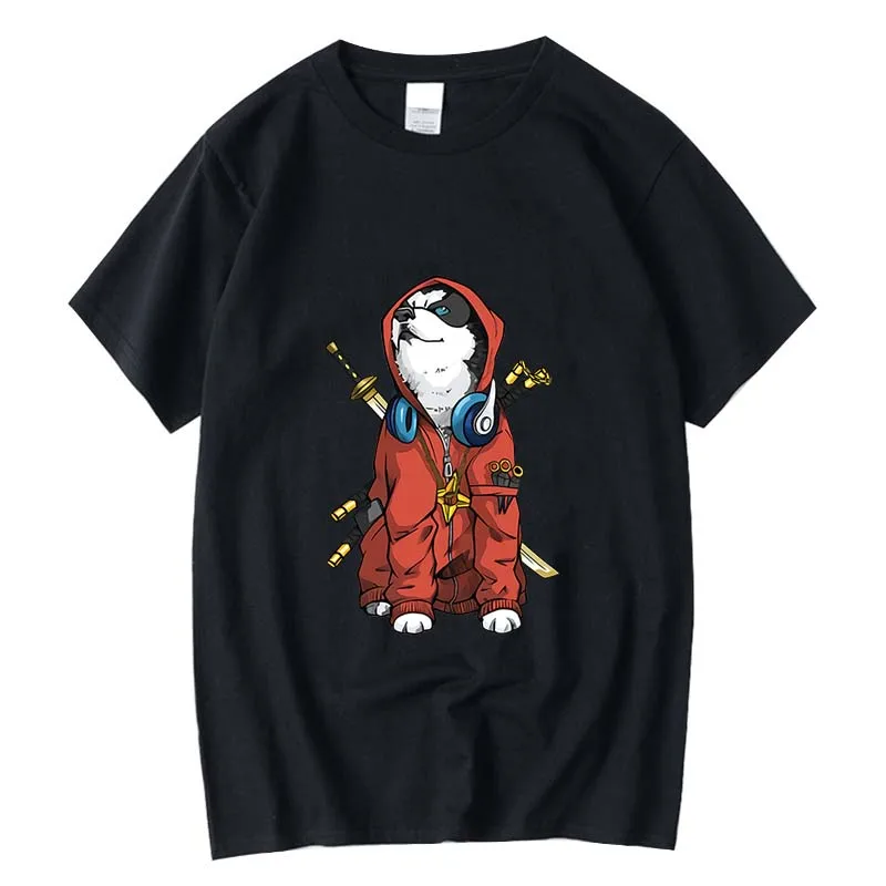 

XINYI Men's T-shirt 100% cotton casual funny anime dog designs Print summer o-neck t shirt for men short sleeve t-shirt male top