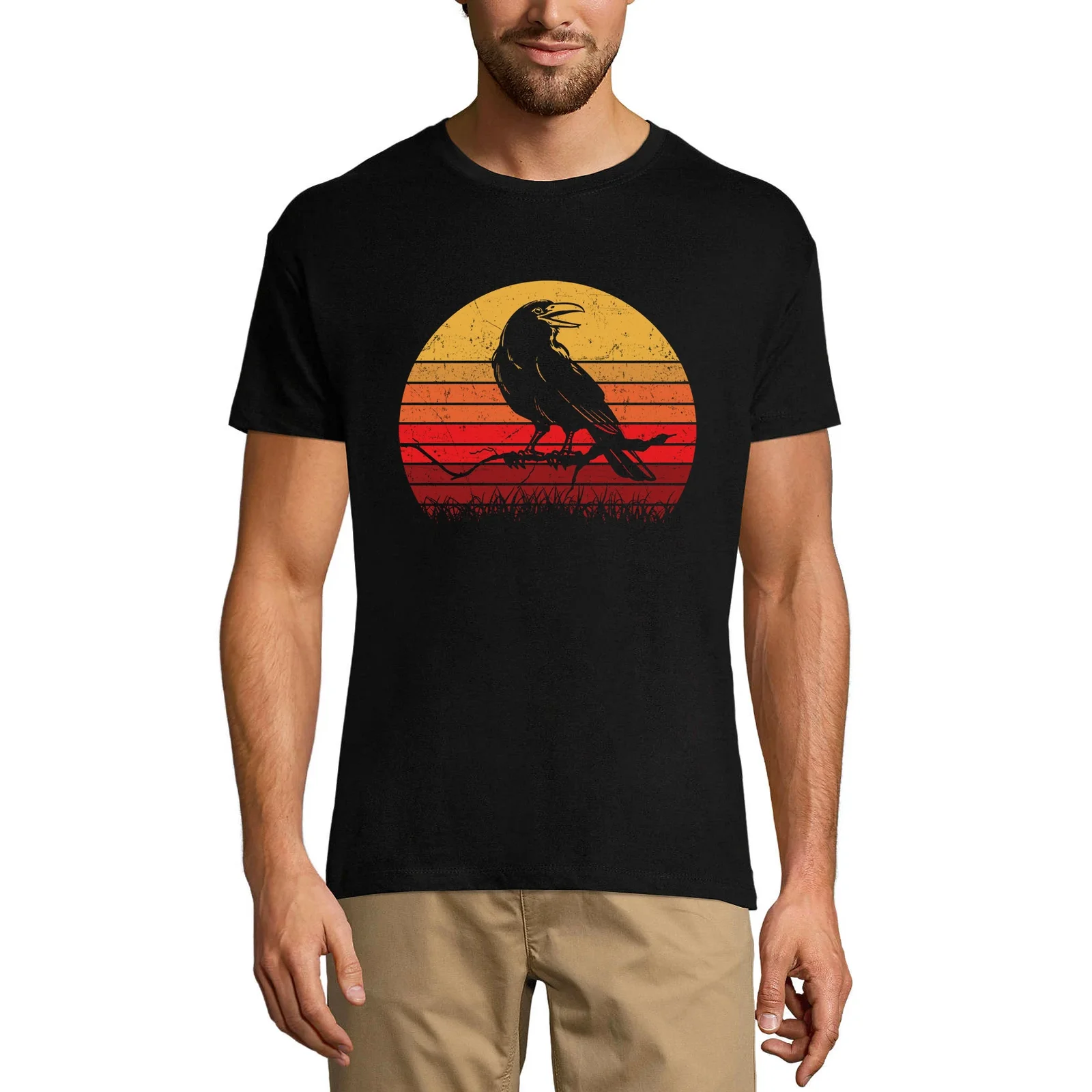 

Men's Vintage T-Shirt Retro Sunset Raven - Funny Tee Shirt