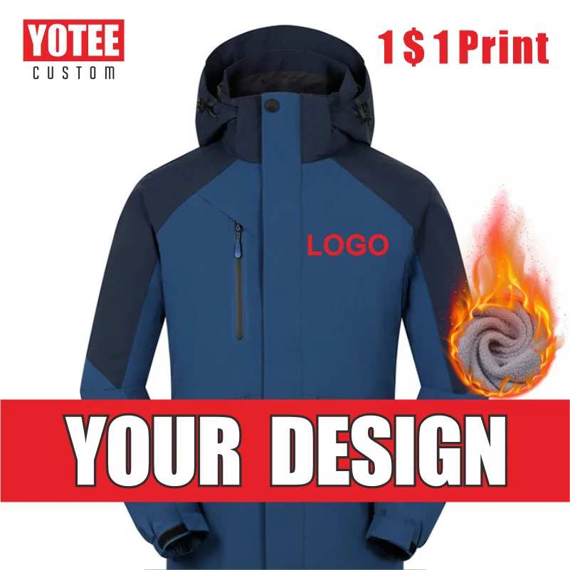 YOTEE Custom Jacket Windbreaker LOGO Embroidered Print Outdoor Warm Waterproof Mountaineering Hiking Jacket 2022 Winter New