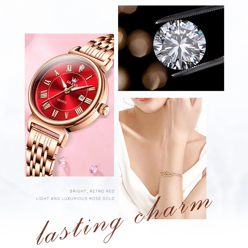 OLEVS женские часы легкие роскошные очаровательные оригинальные наручные для