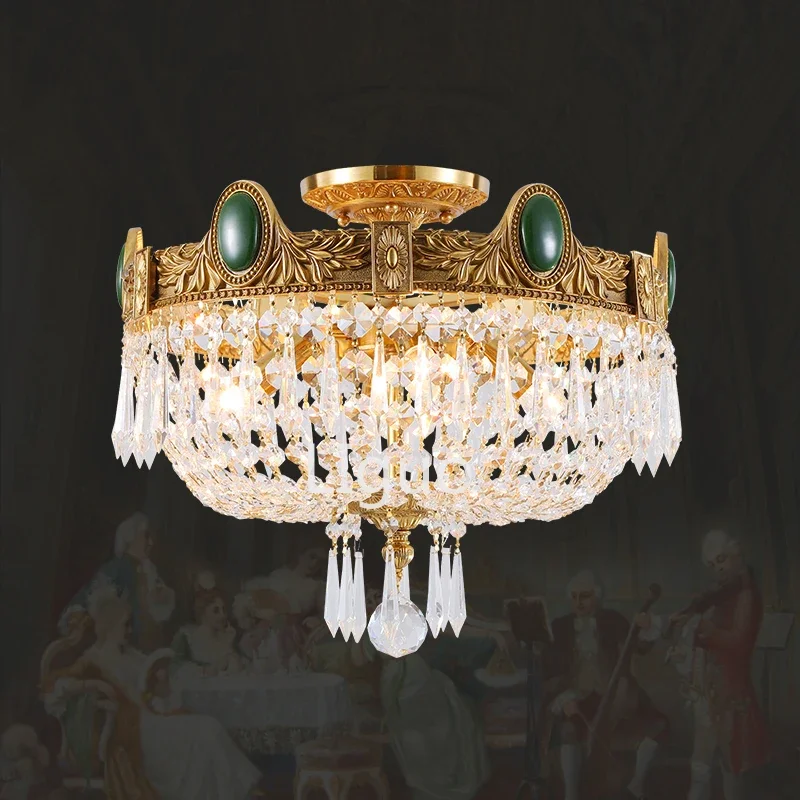Потолочный светильник в французском стиле медная хрустальная лампа для спальни