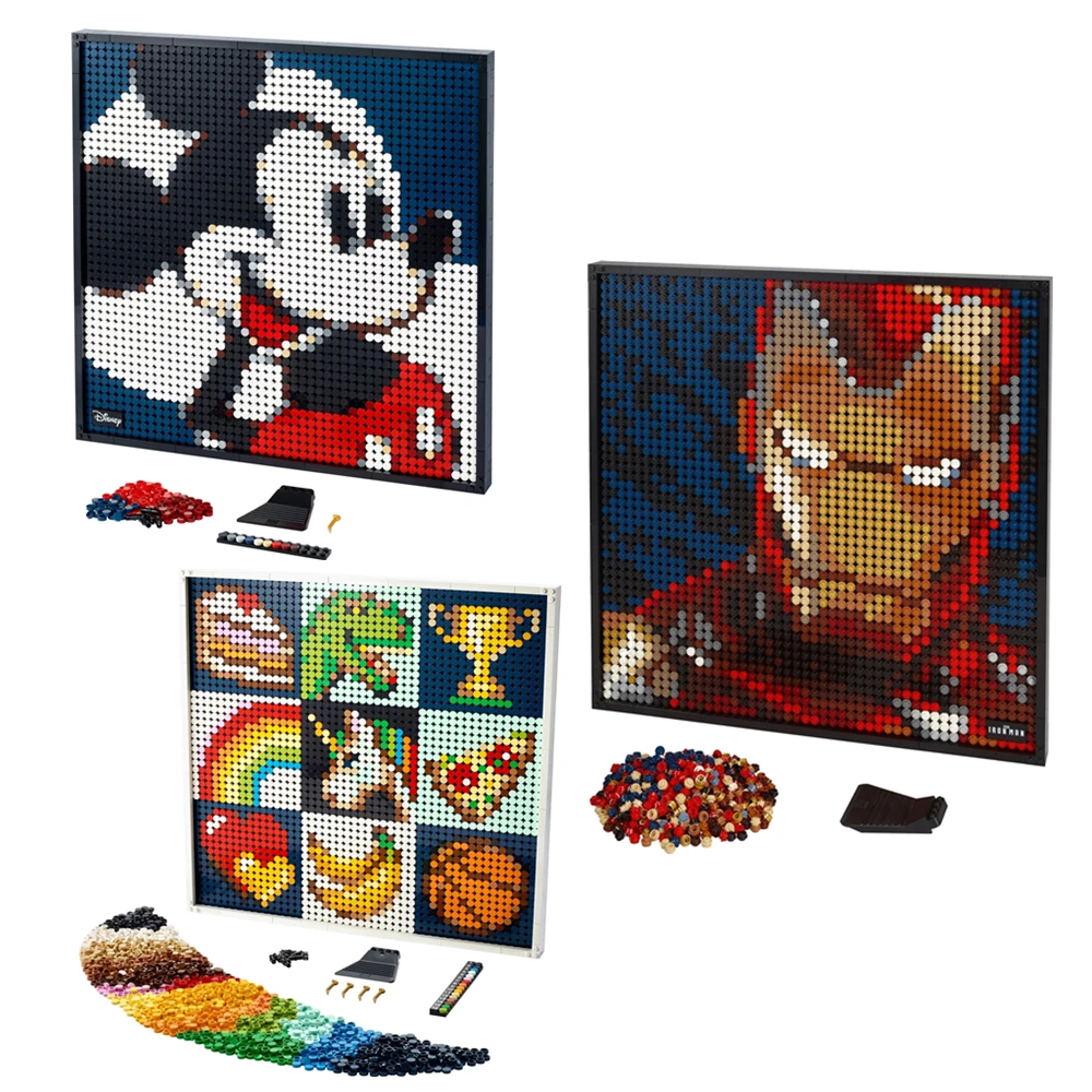 

Disney Mickey Marvel Avengers Iron Man Pixel Art Mosaic Painting Avatar Building Block Brick Gift Kid Toy 31199 21226 31202