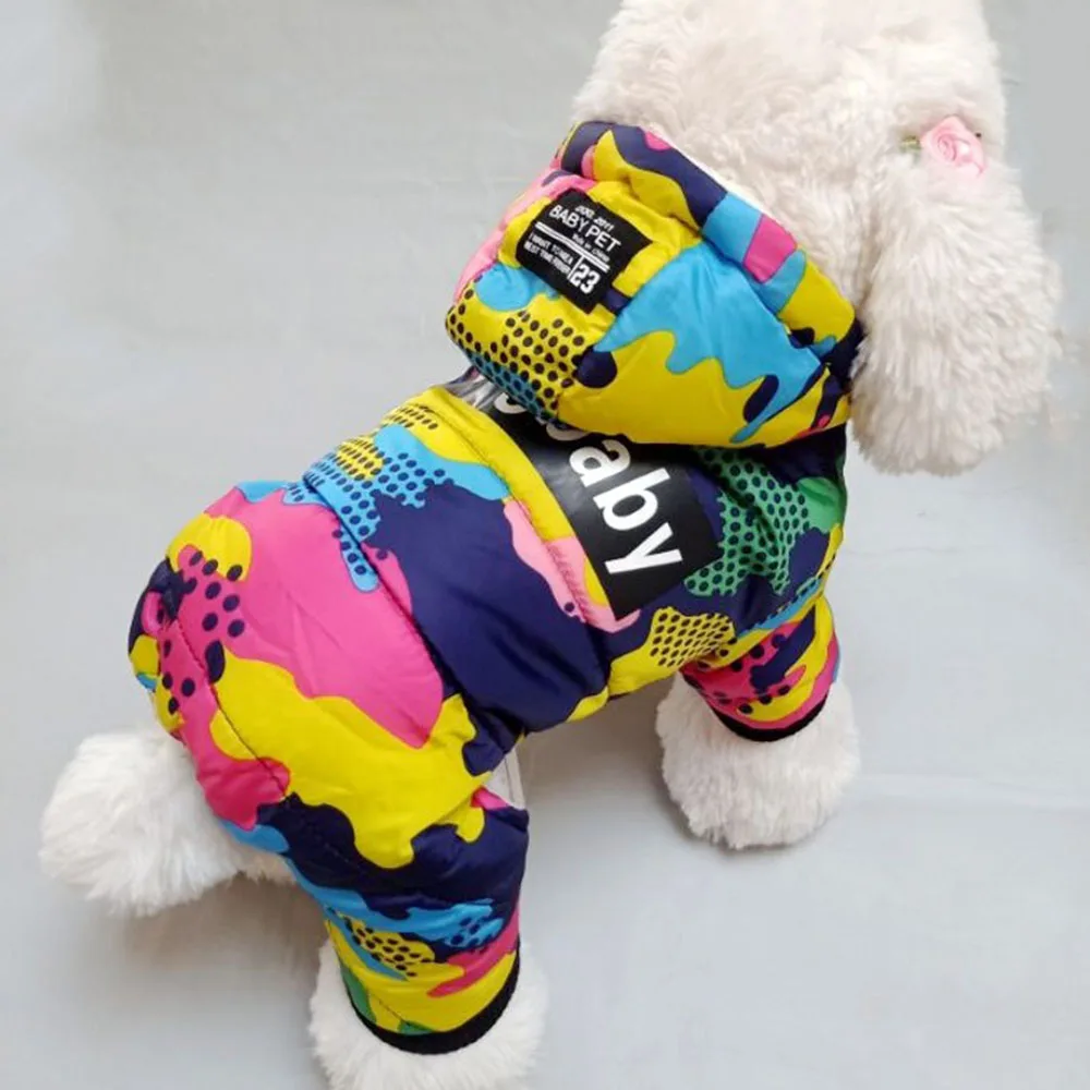 

Winter Pet Puppy Dog Clothes Fashion Camo Printed Small Dog Coat Warm Cotton Jacket Pet Outfits Ski Suit for Dogs Cats Costume