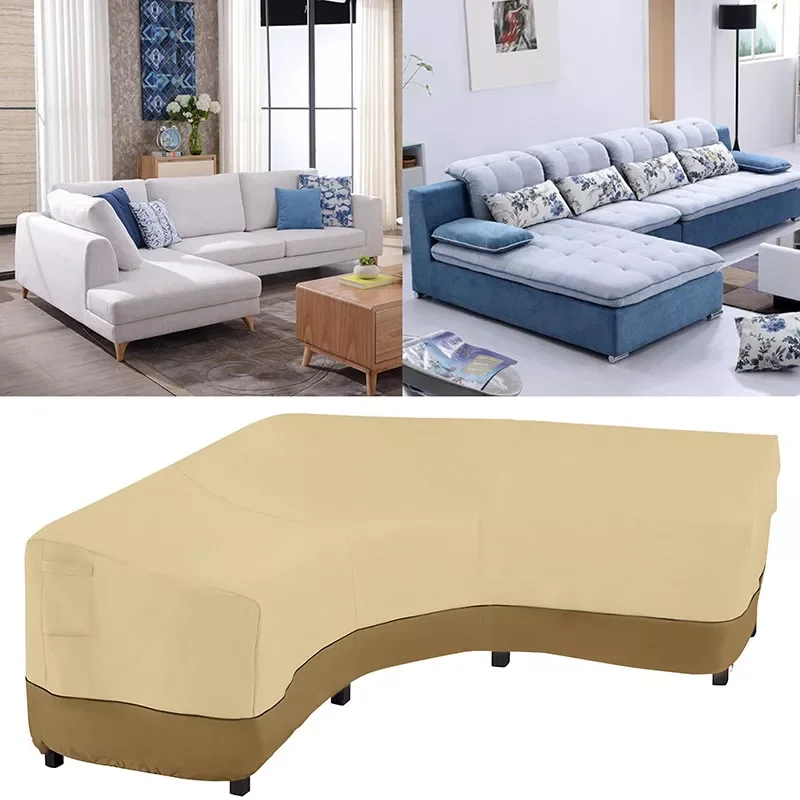 

Уличный чехол на угловой диван, 4 размера, L-образная форма, садовый ротанговый угловой мебельный чехол, водонепроницаемый комплект для защи...