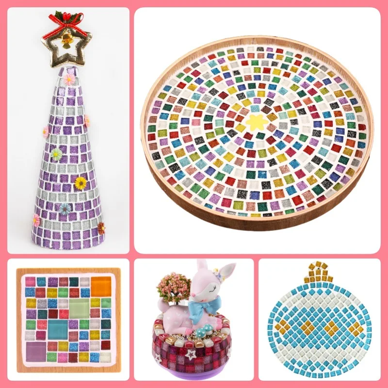 100 грамм/набор ДИИ Цветной блестящий стеклянный мозаичный камень Плитка галька ремесленный материал головоломка для 10*10мм on.