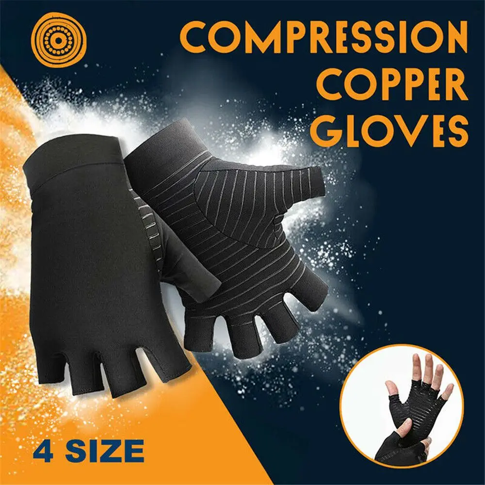 

Fashion Anti-Slip Compression Copper Pain Relief Hand Wrist Brace Sport Gloves Cycling Mitten Arthritis Gloves