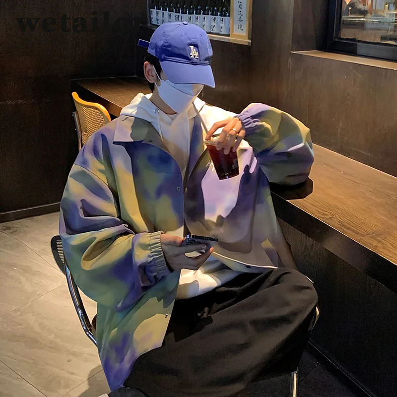 

Stylish Oversize Men Long Sleeve Blouse Cotton Shirts Breathable Casual Hip Hop Streetwear Tie Dye Women Blouses