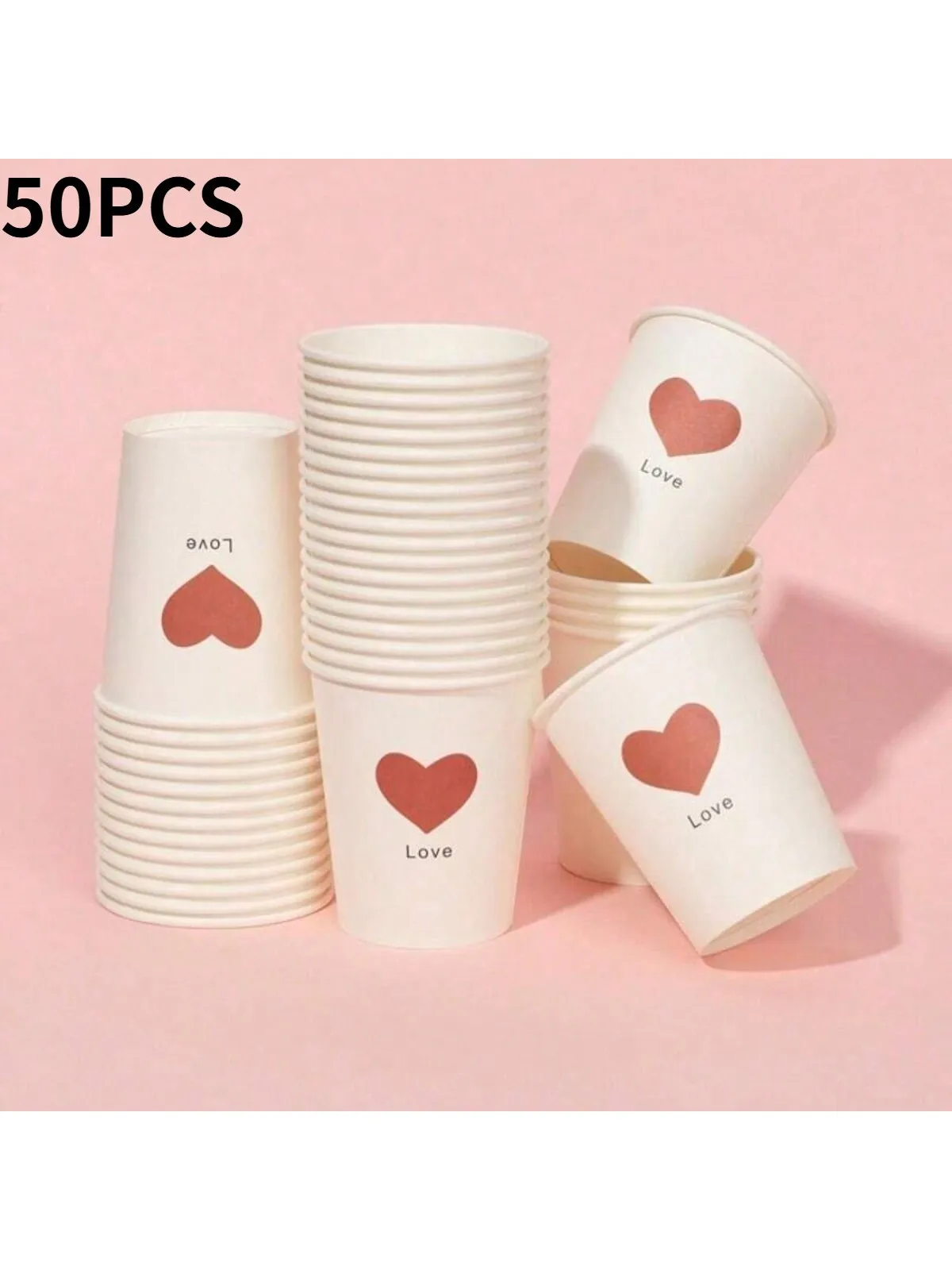 

50 шт. Бумажных стаканов с рисунком «Любовь», 250 мл