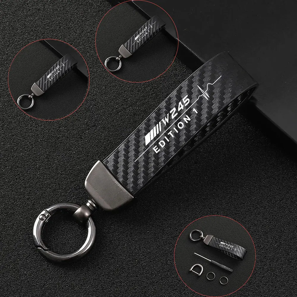 

For Mercedes Benz Edition 1 B-Class W245 W246 W247 Car KeyChain Carbon Fiber Metal Style Key Rings Holder Bag Auto Accessories
