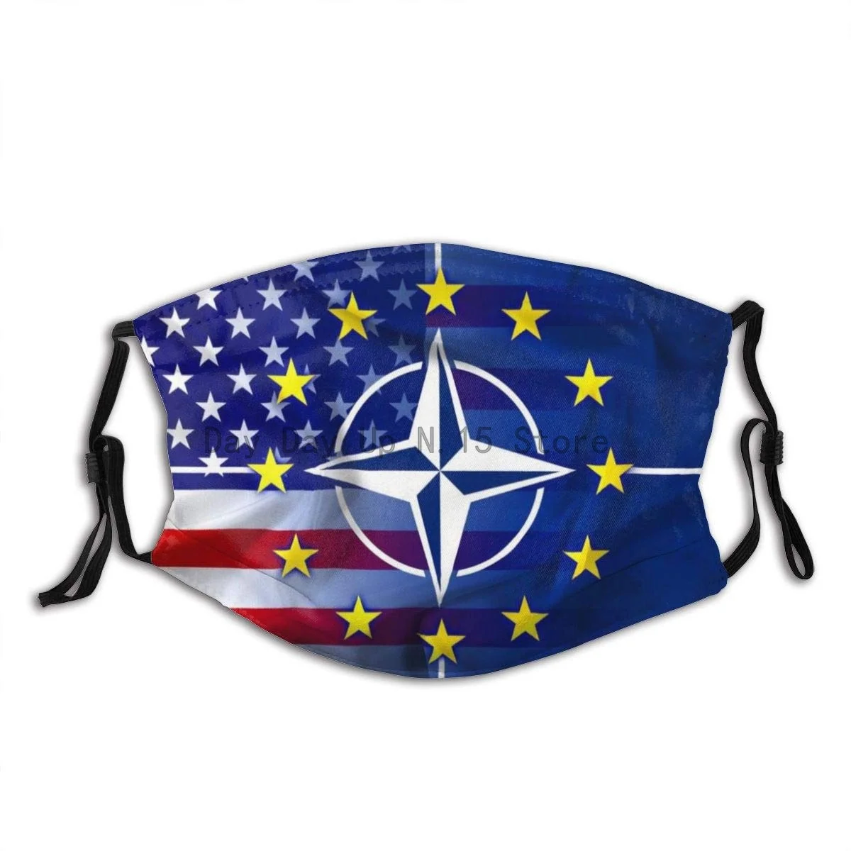 

Waving Flags Of NATO, EU And USA Dust Washable Reusable Filter and Reusable Mouth Warm Windproof Cotton Face