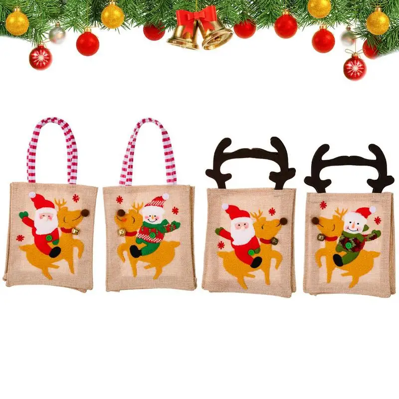 

Christmas Bag 4pcs Christmas Storage Bag Goody Bags Strong Fabric Create A Christmas Mood For Candy Bags Christmas Decoration