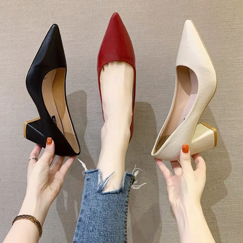 

Shallow Mouth Branded Pumps 3cm Heels African Woman Shoe Lace-Up Slip On Pointed Wedge 2022 Basketball Platform Fashion 5cm Burg