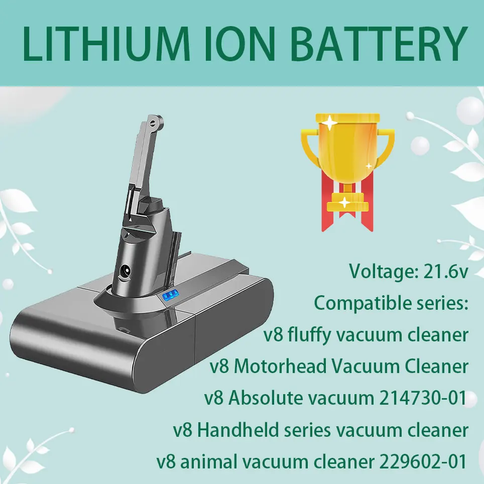 

Сменная литиевая батарея V8 21,6 в, совместимая с беспроводным ручным пылесосом V8