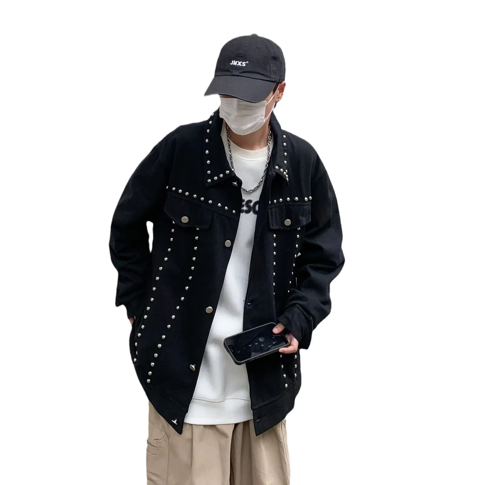 Осенняя корейская модная брендовая повседневная черная джинсовая куртка