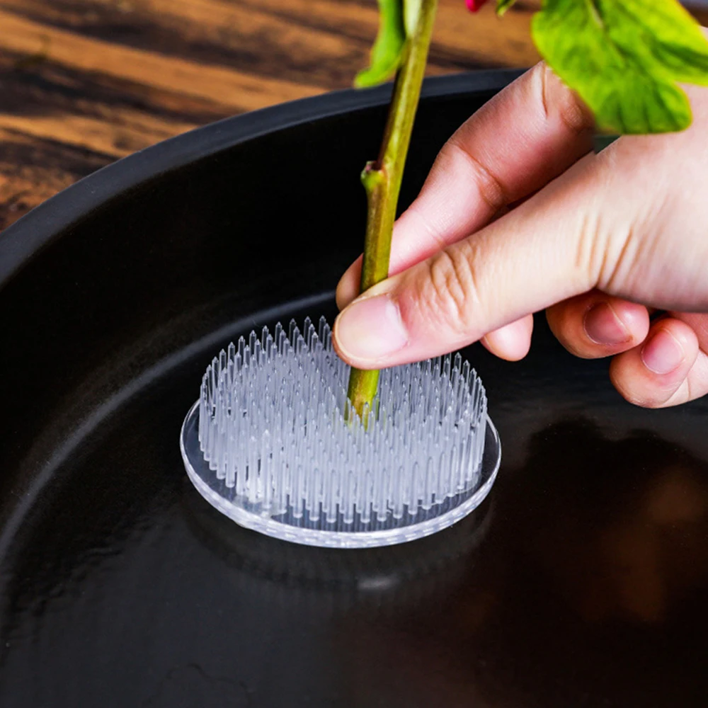 

Round Ikebana Plastic Flower Base Holder Floral Frog Pin Needles Fixed Tools Suction Cup Floral Arrangement Decor Pot Acc