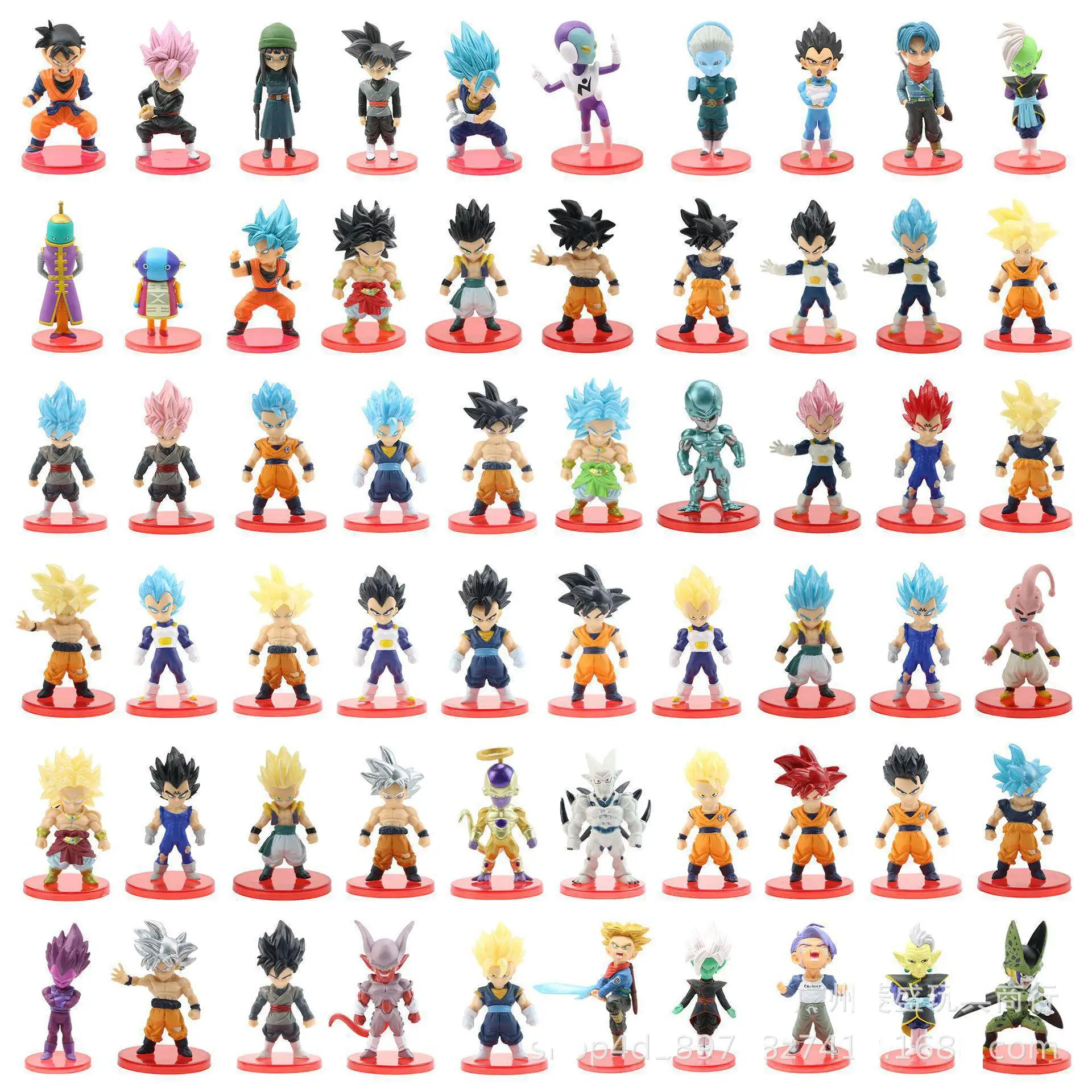 

60 Pcs/Lot Dragon Ball Mini Figure Wholesale 18+21+21 6-8cm Figurines With Base Gacha