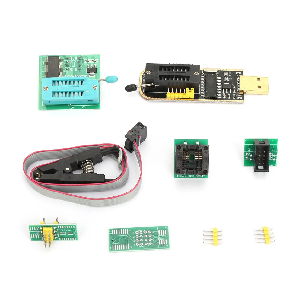 

CH341A USB Programmer + SOP8 Test Clip + 1.8V Adapter + SOP8 to DIP8 Converter Module USB USB USB