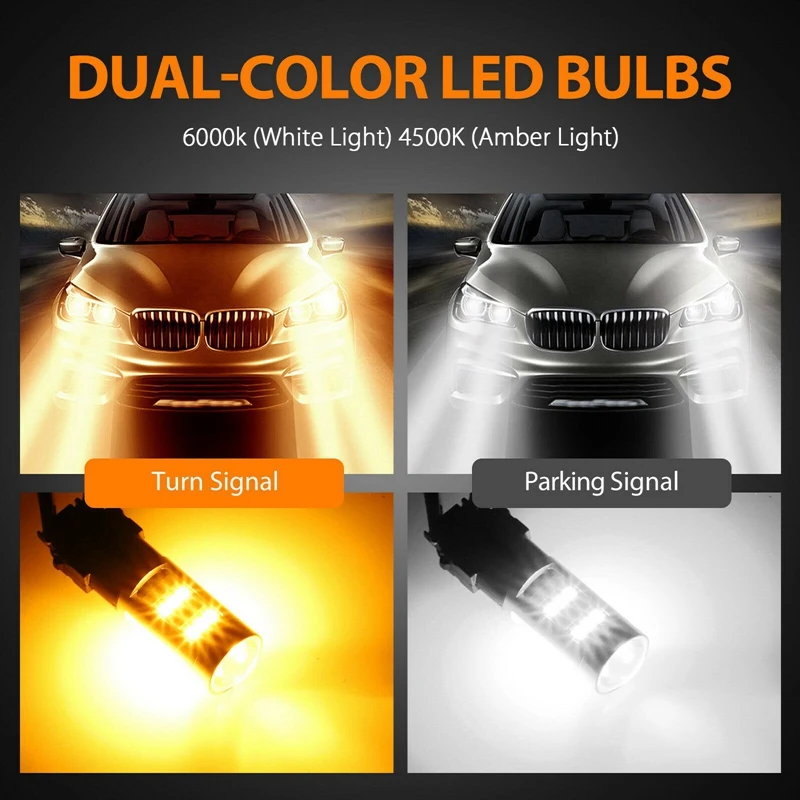 2X без ошибок Белый/янтарный 3157 42SMD 3528 светодиодный DRL Switchback сигнал поворота