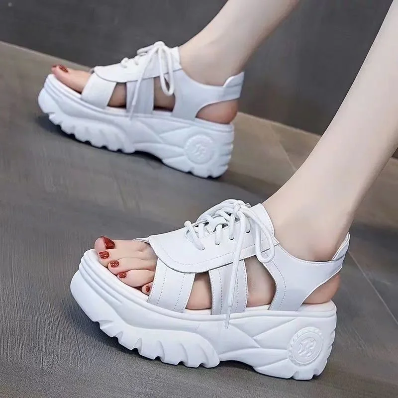 

New Summer Ladies Sandals Platform Platform Shoes Casual Heightening Slope with Women's High Heels 7.5CM Women's Sports Sandals