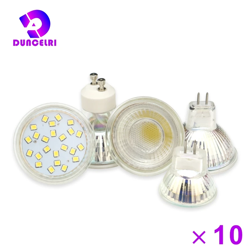 10pcs/lot 3W 5W Glass MR16 GU10 GU5.3 LED Bulb 12V 220V Bombillas LED COB Lamp Spotlight Lampara LED Spot Light 24/120 degree