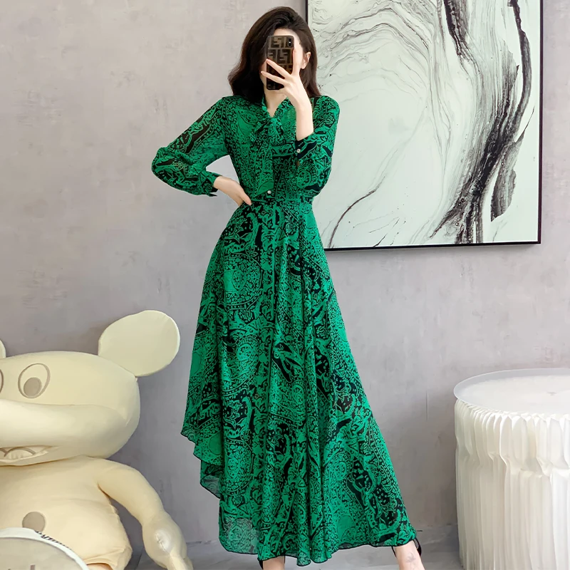 Женское шифоновое платье с цветочным принтом винтажное пляжное бантом на