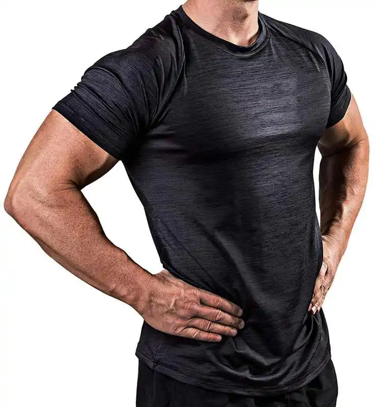 

Men's sleeve T-shirt polyester personality round neck T-shirt grey GREY