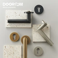 Dooroom Brass Door Lock Set Modern Stripe Matt Silver Interior Bedroom Bathroom Double Wood Door Lever Dummy Privacy Passage