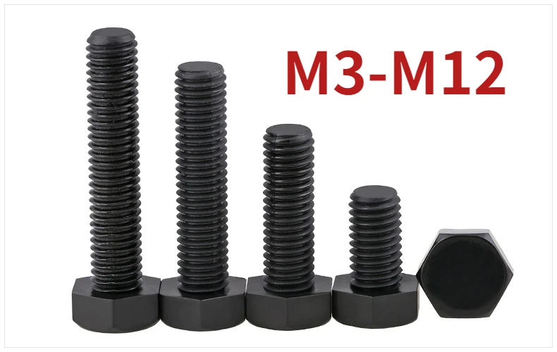 

M3-M12 черные наружные винты с шестигранной головкой, внешние винты с шестигранной головкой, высокопрочные болты