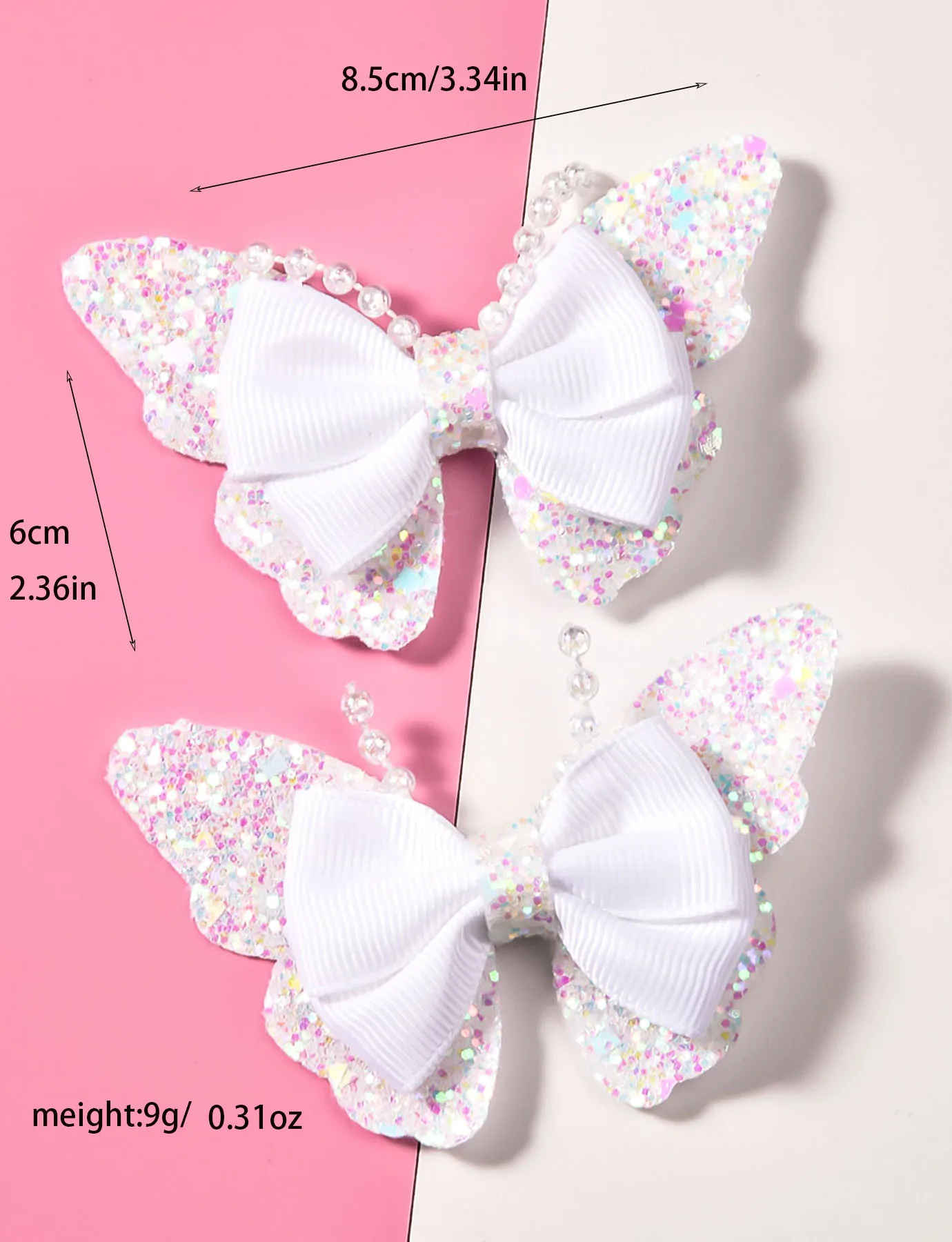 2 заколки для волос с зеленым луком и блестками Y2K