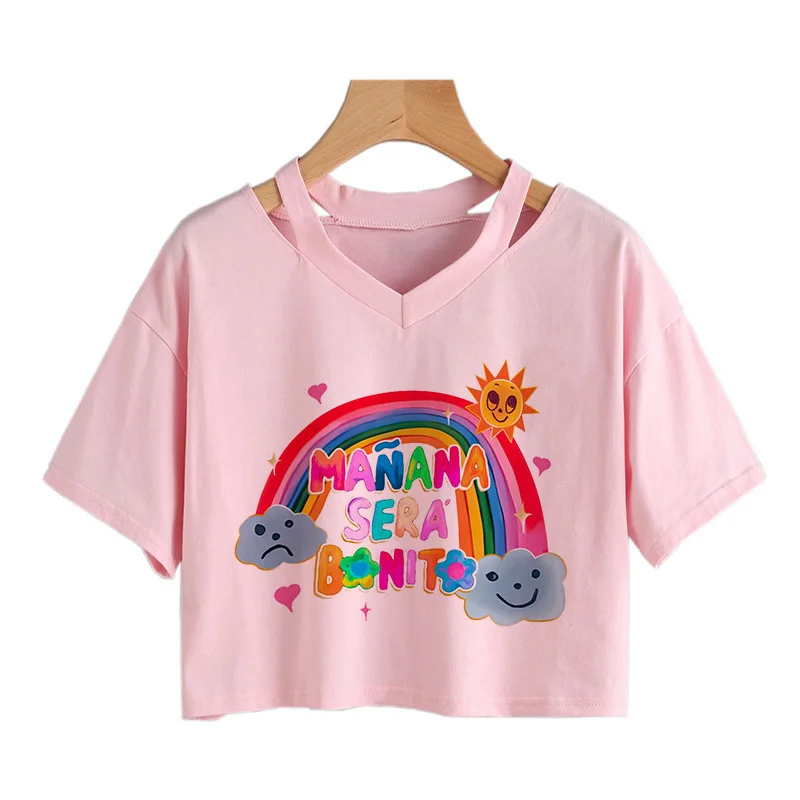 2024 забавные кроп-топы Karol G в форме сердца женская укороченная футболка с манной