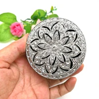 shiny crystals round jewelry metal case with full stones